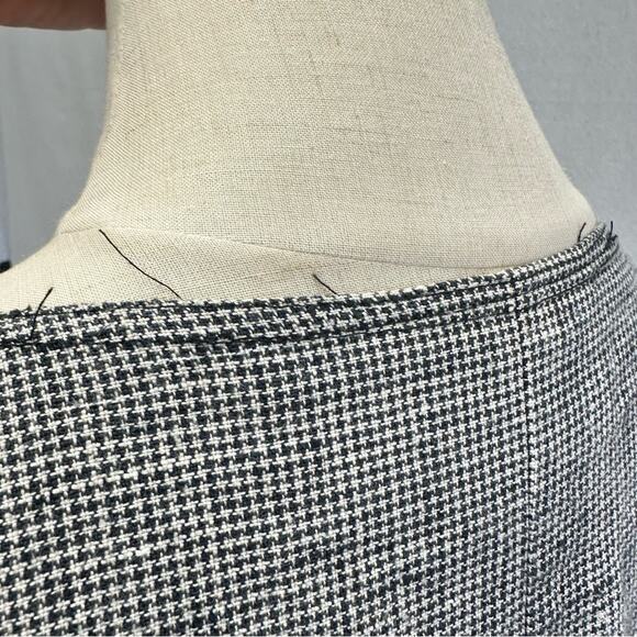 Vintage 80s linen lagenlook midi shift oversized dress houndstooth size small - Picture 14 of 16